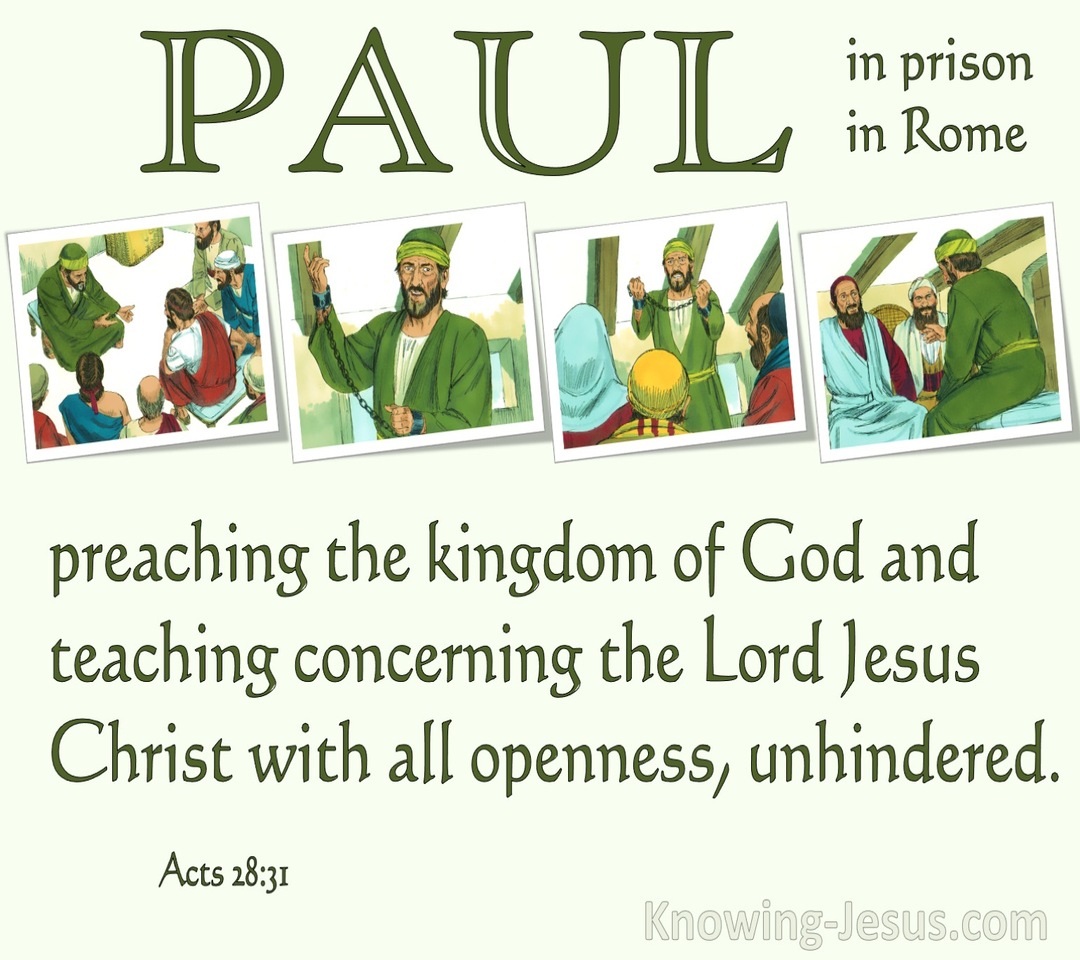 Acts 28:31 Preaching the Kingdom of God (green)